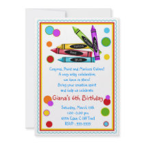 Crayons Art Paint Craft Birthday Party Invitations