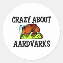 Crazy About Aardvarks Round Sticker