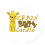 crazy baby giraffe round sticker