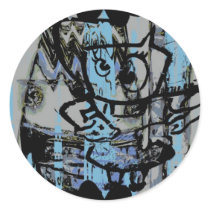 Crazy blue graffiti graphics on sticker sheet