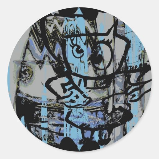 Crazy blue graffiti graphics on sticker sheet
