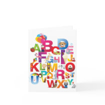 crazy cartoon alphabet note card