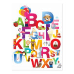 crazy cartoon alphabet postcard