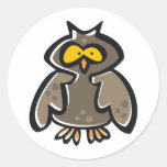 Crazy Cartoon Owl Round Sticker