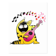 Crazy Cat Guitarist Post Cards
