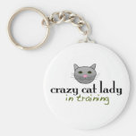 Crazy cat lady in training key chain