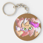 Crazy Cat Lady PUFFY HEARTS and Cat Design Key Chain