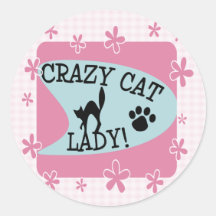 Crazy Cat Lady - Retro Round Stickers