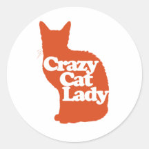 Crazy cat lady round sticker