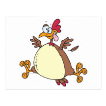 crazy chicken hen cartoon postcards