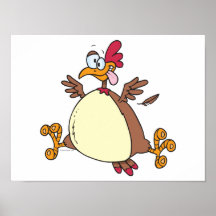 crazy chicken hen cartoon posters