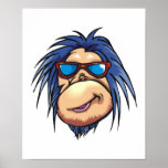 crazy cool monkey face poster
