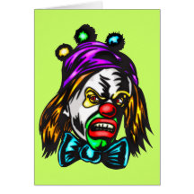 Crazy Evil Clown Greeting Cards