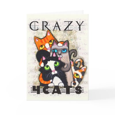 Crazy For Cats Friendship Greeting Card by jamiecreates1