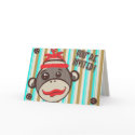 Crazy Hat Sock Monkey Party Invitation cards