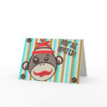 Crazy Hat Sock Monkey Party Invitation cards