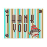 Crazy Hat Sock Monkey Thank You Postcard