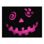 Crazy Jack O Lantern Pink Pumpkin Face Personalised Announcement