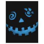 Crazy Jack O Lantern Pumpkin Face Blue flyers