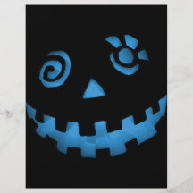 Crazy Jack O Lantern Pumpkin Face Blue Flyer