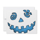 Crazy Jack O Lantern Pumpkin Face Blue Invitation