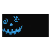 Crazy Jack O Lantern Pumpkin Face Blue