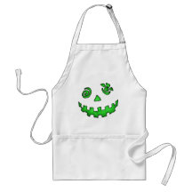 Crazy Jack O Lantern Pumpkin Face Green Apron