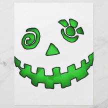 Crazy Jack O Lantern Pumpkin Face Green Full Color Flyer