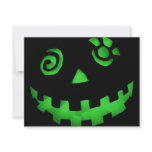 Crazy Jack O Lantern Pumpkin Face Green Invitation