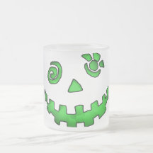 Crazy Jack O Lantern Pumpkin Face Green Coffee Mugs