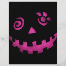 Crazy Jack O Lantern Pumpkin Face Pink Personalised Flyer