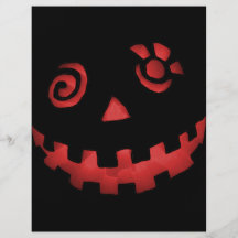 Crazy Jack O Lantern Pumpkin Face Red Personalized Flyer