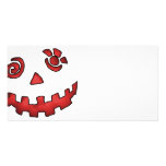 Crazy Jack O Lantern Pumpkin Face Red photo cards