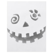 Crazy Jack O Lantern Pumpkin Face White Grey