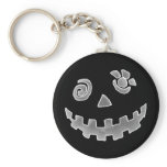 Crazy Jack O Lantern Pumpkin Face White Grey keychains