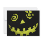Crazy Jack O Lantern Pumpkin Face Yellow Personalized Invite