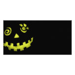 Crazy Jack O Lantern Pumpkin Face Yellow Photo Card Template