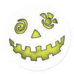 Crazy Jack O Lantern Pumpkin Face Yellow Sticker
