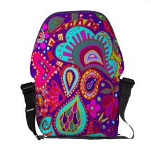 Crazy Paisley Deep Purple/Blue Pink, turquoise BAG Messenger Bags