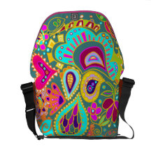 Crazy Paisley Jade, turquoise, yellow, Pink  BAG Courier Bag