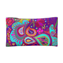 Crazy Paisley  PURPLE Makeup Bag