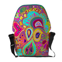 Crazy Paisley  Purple, orange, yellow, aqua  BAG Messenger Bag