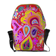 Crazy Paisley RED yellow, pink, orange  Bag Courier Bags