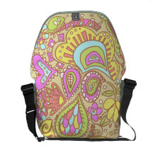 Crazy Paisley -  Sand, pale yellow, pink, blue BAG Messenger Bags