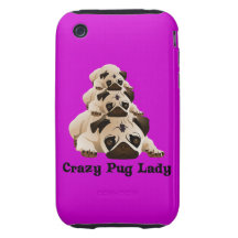 Crazy Pug Lady iPhone 3 Tough Cover