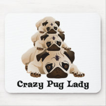 Crazy Pug Lady Mousemats