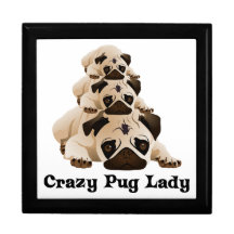 Crazy Pug Lady Trinket Boxes
