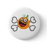crazy pumpkin and crossbones design buttons