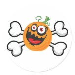 Crazy Pumpkin Skull and Crossbones stickers