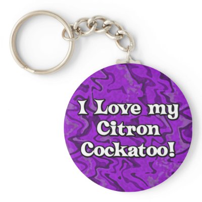 Crazy Purple I Love My Citron Cockatoo Keychain by MenagerieMayhem